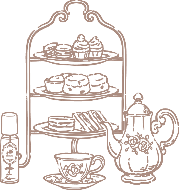 アフタヌーンティーとBIBIDAY TEA TIME ヘア＆ボディミストのイラスト画像